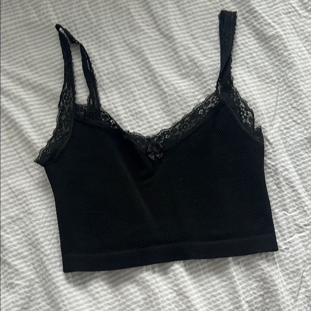 Urban Outfitters Black Lace Trim Crop Top